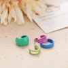 Hoop Earrings SRCOI 4Pcs/Set Alloy Paint No Hole Ear Clip Simple Trendy INS Geometric Without Piercing Women Gift