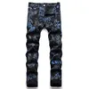 Męskie dżinsy Mężczyźni czarne cyfrowe dżinsy mody Malowane lakierowane barwniki dżinsowe spodnie szczupłe zwężające się spodnie T221102