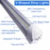 8ft Integrated LED Tube Light V Shape 72W 100W 144W Shop Lights fungerar utan T8 Ballast Clear Lens -täckning, Cold White 6000K Pack med 25 st Usastar