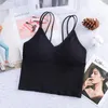 Bustiers & Corsets Nylon/Spandex Women Bras Breathable Elastic 1Pcs Detachable Fitness Sport Tops Sexy U Shape Solid Color Traceless