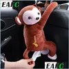 Tissue Boxes Napkins Creative Cartoon Monkey Home Office Car Hanging Paper Napkin Tissue Box Er Holder Portable 220523 Drop Delive Dhl7S