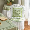 Pillow Elegant Light Green Pillowcase American French Luxury Pastoral Lace Living Room Sofa Bed