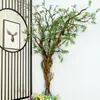 Flores decorativas 100 cm Árbol falso artificial Ramita Plantas Ramas de pino Liana Colgante de pared Hierba Rota Plástico Flor flexible Vides