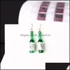 Dangle Chandelier Korean Fashion Creative Wine Bottle Dangle Earrings Resin Personalized Beer Drop Earring Funny Party Jewelry Gif Dh4Tr