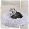 Kennels Pens Long Plush Dog Bed Winter Warm Round Pet Slee Beds Soild Color Soft Dogs Cat Cushion Mat Drop 667 V2 Delivery Home Ga Dhsbz