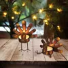 Candle Holders 6pcs/set Classic Metal Standing Turkey Tea Light Holder Thanksgiving Tabletop Decorative Candlestick Retro