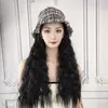 Kadın saç perukları dantel sentetik kadın kokulu balıkçı şapkası entegre siyah uzun düz saç yüksek sıcaklıkta ipek kulaklık
