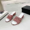 Sandali firmati di alta qualità per le donne Pantofole con tacco classico in pelle Gladiator Channel donna di lusso CCity dfhdfg
