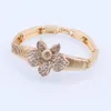 Italien Gold Color Brud Crystal Jewelry Set Flower Necklace Earrings Armband Ring Women's Party kostymtillbehör Gåvor