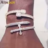 Bedelarmbanden ijskruid een kruis zwaardarmband voor mannen verstelbare open maat bling kubieke zirconia cz goud van justitie bangle hiphop sieraden 221114