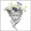 Jardinières Pots Jardinières Pots Tenture Art Planteur Ange Tête Statue Pot De Fleurs Pour Intérieur Maison Cour Décoration Panier Résine Dhl4M