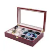 Watch Boxes 6 Slots Luxury Fashion Men Home Dark Red Color Box Top Quality Storage With Sunglasses Holder 200803-13