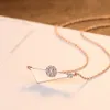 Nouveau Designer Zircon Fleur s925 Argent Géométrique Pendentif Collier Femmes Bijoux Corée Mode Sexy Or Rose Chaîne Collier Accessoires