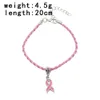 50pcs Hope Breast Cancer Awareness Ribbon Charm Pendant Leather Rope Bracelet Fit European Bracelet Handmade Craft DIY