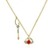 Ketens rode kristal zirkon hart hanger kettingen voor vrouwen trend creatieve korte sleutelbeen ketens sieraden san174