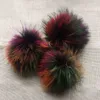 Keychains Fashion 15cm Fluffy Raccoon Fur Ball Keychain Real Fox Fur Keychain Fur Pompom Chain Chain Pompon Keyring Charm Women Bag Pinging T220909