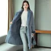 Frauen Pelz 2022Winter Mode Faux Leder Wildleder Schaffell Langen Mantel Frauen Koreanische Lose LambswoolPlus Samt Verdicken Oberbekleidung Weibliche