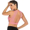 Tenue de Yoga rembourré à bretelles sport soutien-gorge respirant maille épissage Sexy femmes dos évider Fitness entraînement vêtements actifs