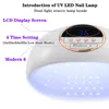 Nageltrockner 51 LEDs Leistungsstarke UV-LED-Lampe zum Trocknen von Gelpolitur mit großem LCD-Bildschirm Smart Sensor Zwei Hände 221031