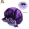 Lady Double Color Caps New Silk Night Wear Hat Chemotherapy Caps Women Head Cover Sleep Cap Satin Bonnet YSJ115