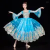 Stage Draag Fashion Blue India Style etnische kleding Uighur Kleding Performance Xinjiang Dance Dress Chinese volkskostuums