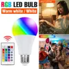 電球RGB LEDランプ220V E27スマートナイトIRリモートコントロール20W 25Wダム可能な家の装飾