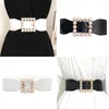 Belts All-Match Ladies Belt Women Straps Light Luxury Personality Large Square Shape Buckle Fashion Faux Pearl Dropship