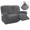 Sandalye kapakları 1 2 Seater Recliner Sofa Cover Süet Stretch Lounger Kanepe Slipcovers Oturma Odası Tembel Boy Koltuk Düz Renk