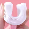 Brosse à dents enfants fournitures de toilette 360 degrés en forme de U enfant brosse à dents dents brosse Silicone enfants dents soins bucco-dentaires nettoyage zxf50