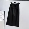 Skirts Black Beige Elastic Waist Knitted Long Elegant High-Waisted Women'S Spring Autumn Winter Korean Style Fashion 2022