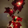 Dekoratif çiçekler 2 metre yapay çiçek çelenk Noel ev dekorasyon beyaz ışık parlayan rattan kapı süsleme duvar asılı