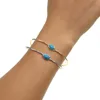 Bracelets porte-bonheur 2022 mode rétro bleu ovale semi-précieux Cz réglable grand/petit ouvert or argent couleur manchette bracelets femmes bijoux cadeau