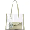 2 PCS Green Summer Luxury Handbag Femmes Transparent transparent PVC Jelly grande capacité Sac épaule