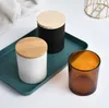 200ml 프로스트 유리 캔들 항아리 홀더 양초 컵 빈 컨테이너 Diy Aromatherapy Candle Holder With Wood Lid SN5028