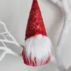 7 Pcs/Lot Christmas Sequins Faceless Doll Ornament Long Beard Plush Gnome Santa Xmas Tree Door Hanging Pendants Home New Year Party Holiday Decorations Gift