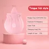 Vibromasseur Femme Sex Toys Rose Forme Rouge Silicone Léchage Clitoridien Masseur Langue pour Mamelons