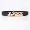 Riemen goudketen vrouwen riem elastische pu taille band band hoogwaardige stretch dames zilveren metalen tailleband