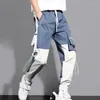 Men's Pants Stylish Jogging Color Block Washable Men Trousers Loose Fit Mid Waist Cargo