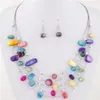 Beautiful Womens Jewelry Sets Multi Layer Crystal Shell 6 Color Option Statement Pendant Bib Necklace Earring Set276O