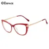 Солнцезащитные очки рамы 45366 Cat Eye Antible-Slue Light Glases Рамки женщины красные розовые оптические очки модные рецептурные очки компьютерные очки T2201114