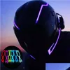 Casques De Moto Casques De Moto Casque Led Lumière Froide Clignotant Bande Autocollant Lumineux Réfléchissant Modifié Étanche Decoratio Dhc3J