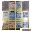 ألعاب البطاقة Yugioh Golden Metal Cards Alloy Collection Card Blue Eyes Dark Magicial Obelisk Slifer RA Kids Histricl Gift 22 DHMEW