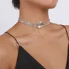 Exquisite große glänzende Strass-Halskette für Frauen, Hochzeit, Braut, sexy kurze Schlüsselbeinkette, Halsschmuck, Party-Geschenke