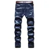 Jeans masculinos Chegada Men casual Skinny lavado reto magro plissado Motocicleta Calça calças jeans machos mais tamanho 42