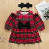 Dziewczynki sukienki Mababy 3M-3y Christmas Toddler Infant Buda Kid Girl Dress Red Plaid Long Rleeve Forble for Xmas DD40