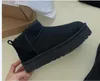 Ultra Mini-Stiefel, Designer-Damen-Plattform-Schneestiefel, Australien, Fell, warme Schuhe, echtes Leder, kastanienbraun, knöchelflauschige Stiefeletten für Damen, Farbe Antilopenbraun