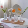 Vasen Nordic Glasvase Ins Einfache Desktop-Dekor Flasche Transparent Gestreifte Blume Hydrokultur Terrarium Flaschen