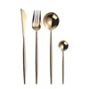 Servis uppsättningar Nordic Luxury Europe Metal Cutlery Set Återanvändbara redskap Kniv och gaffel Konstguld Sztucce Zestaw Home Decoration BK50CJ