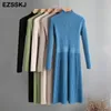 فساتين غير رسمية أنيقة OL Turtleneck Slim Long Sweater Dress Women Women Crice Atrumn Winter Female Slim A-Line Basic 221114