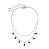 Chains Vintage Gold Layers Water Drop Red Crystals Trendy Choker Necklaces Collier Jewelry